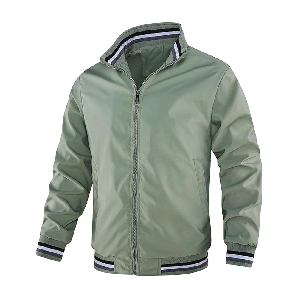 Maiyifu-GJ Men Lightweight Windproof Bomber Jacket Slim Casual Full Zip Softshell Coat Outdoor Spring Breathable Windbreaker (Green,Large)