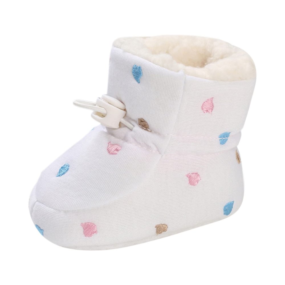 Baby Shoes Winter Fleece Warm Snow Boots Infant Toddler Soft Sole Crib Shoes 0-18 Months (Beige, 6-12 Months)