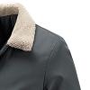 Maiyifu-GJ Men's Faux Fur Collar Bomber Jacket Winter Warm Zipper Lapel Vintage Coat Lightweight Thermal Trucker Coats (Grey,Large) view 3