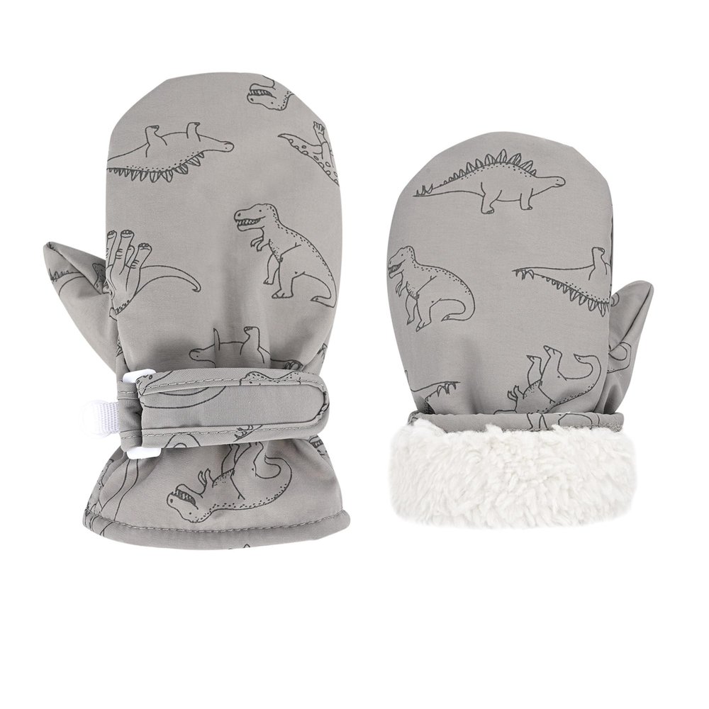 UTTPLL Toddler Gloves Infant Kids Winter Mittens Lined Fleece Ski Snow Gloves Baby Warm Waterproof Mittens for Toddler Boys Girls A Dinosaur Grey 6-24 Months