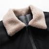 Maiyifu-GJ Men's Faux Fur Collar Bomber Jacket Winter Warm Zipper Lapel Vintage Coat Lightweight Thermal Trucker Coats (Black,Large) view 4