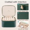 VLANDO Travel Jewelry Case with Clear 6 Velvet Bags,Green view 4