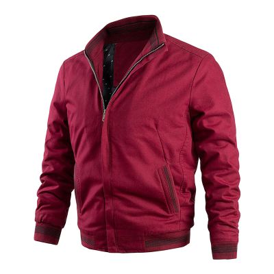 Maiyifu-GJ Bomber Jackets for Mens Fall Winter Slim Fit Lightweight Softshell Coat Cotton Windproof Varsity Baseball Coats (Red,Large)