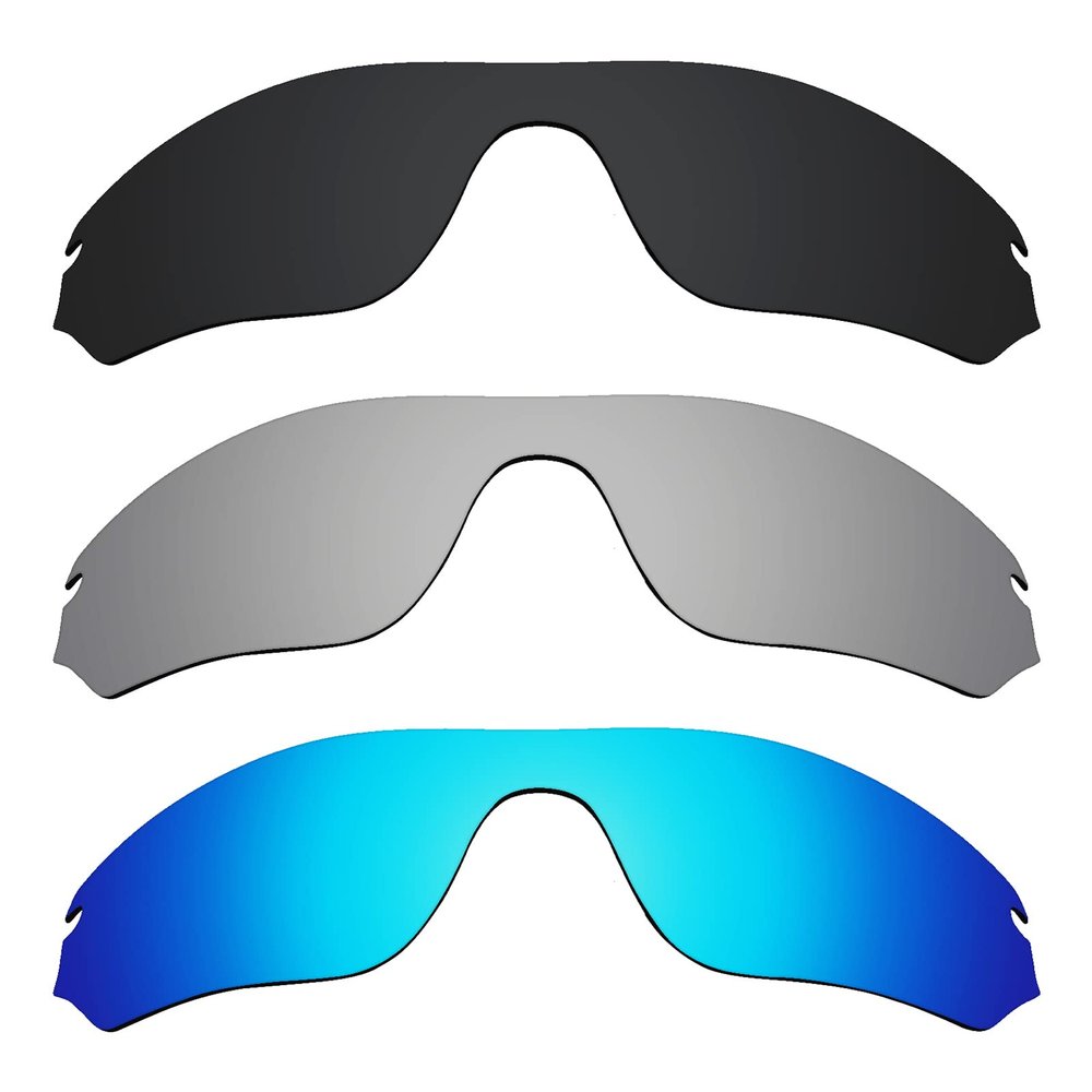 Alphax 3 Pair Polarized Replacement Lenses for Oakley Radar Edge OO9184 - Black+Titanium+Blue