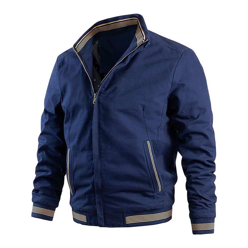 Maiyifu-GJ Bomber Jackets for Mens Fall Winter Slim Fit Lightweight Softshell Coat Cotton Windproof Varsity Baseball Coats (Dark Blue,X-Large)