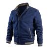 Maiyifu-GJ Bomber Jackets for Mens Fall Winter Slim Fit Lightweight Softshell Coat Cotton Windproof Varsity Baseball Coats (Dark Blue,X-Large) view 1