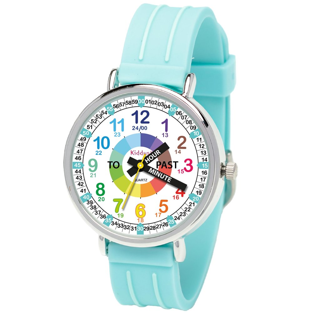 Kiddus Educational Kids Watch for Children, Boys and Girls. Analogue Time Teacher Wristwatch with Exercises.
