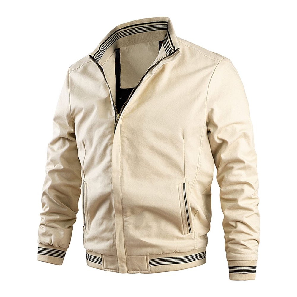 Maiyifu-GJ Bomber Jackets for Mens Fall Winter Slim Fit Lightweight Softshell Coat Cotton Windproof Varsity Baseball Coats (Khaki,4X-Large)