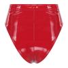 Linjinx Womens Latex High Waist Hollow Out Bandage Zipper Crotch Shorts Adjustable Buckle Bottoms Red A Small view 3