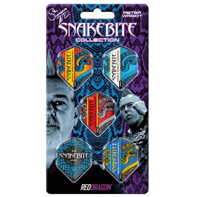RED DRAGON Peter Wright Snakebite DWC Hardcore Dart Flight Collection 5 Sets Per Pack (15 Flights in Total)
