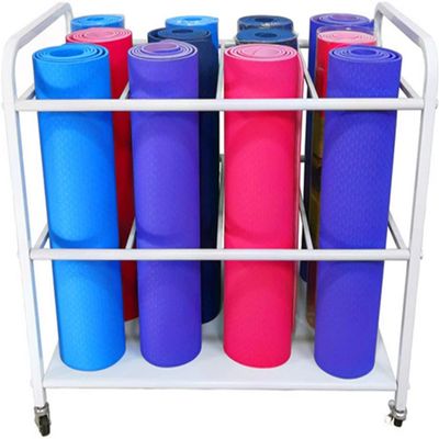 MNBCVT Trolley, Large Yoga Mat Organizer Stand, Metal Cart/Trolley Rolling Collect Rack for Foam Rollers and Exercise Mat, Gym/Fitness Room/Studio Use (Color : A)