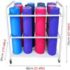 MNBCVT Trolley, Large Yoga Mat Organizer Stand, Metal Cart/Trolley Rolling Collect Rack for Foam Rollers and Exercise Mat, Gym/Fitness Room/Studio Use (Color : A) view 3