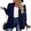 GRECERELLE Women's Fall Winter Long Sleeve Open Front Lightweight Business Casual Dressy Cardigan Sweater, Navy Blue, XX-Large view 1