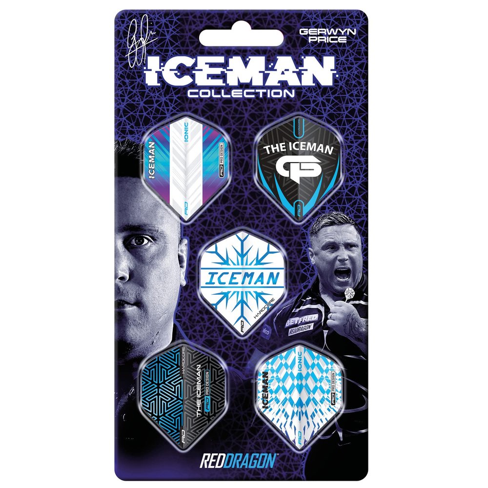 RED DRAGON Gerwyn Price Iceman Hardcore Dart Flight Collection 5 Sets Per Pack (15 Flights in Total)