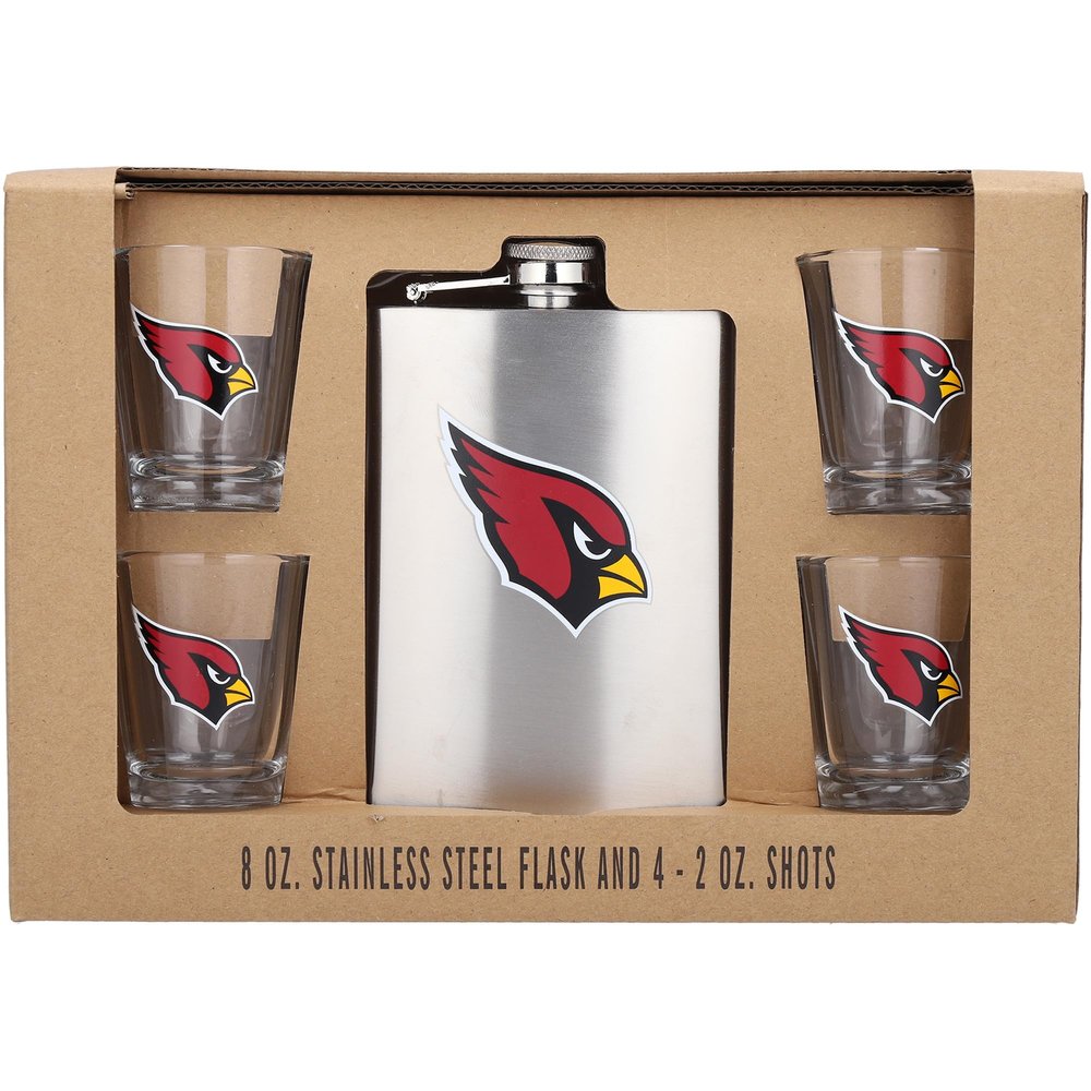The Memory Company Arizona Cardinals 8oz. Stainless Steel Flask & 2oz. Shot Glass Set
