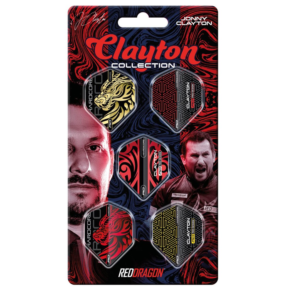 RED DRAGON Jonny Clayton Hardcore Dart Flight Collection 5 Sets Per Pack (15 Flights in Total)