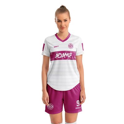 ORKY Women Soccer Jersey, Quick Dry Sublimation Customize Shirt Short Set, Lightweight Personalize Training Uniform Windward(White M)