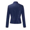 DASEIS Leather Pu Jacket, Winter Work Short Long Sleeve Jacket for Women Casual Lightweight Fit Crewneck Coats Solid Zip Leather Overcoat Lady Navy view 4