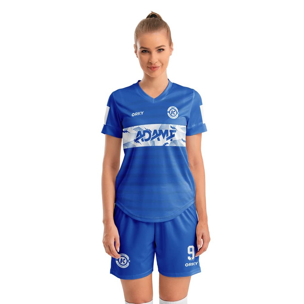 ORKY Women Soccer Jersey, Quick Dry Sublimation Customize Shirt Short Set, Lightweight Personalize Training Uniform Windward(Blue M)