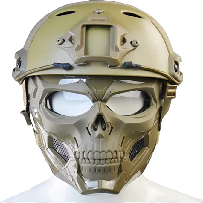 Aifordge Tactical Fast Helmet with Adjustable Airsoft Mask Skull Full Face MaskSuitable for Airsoft Paintball, CS Game, Halloween, Role-Playing