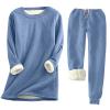 XUNRYAN Fleece Sweatsuit Womens 2 Piece Outfits Womens Crewneck Sweatshirts Pullover Sherpa Lined Long Pants Sets Loungewear view 1