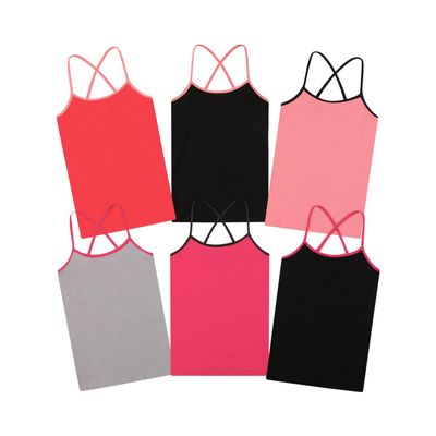 Buyless Fashion Girls Tank Tops - Sleeveless Cami Tanks Cotton Undershirts for Dance Gymnastics, Kids & Toddler Size (6 Pack) 7-8