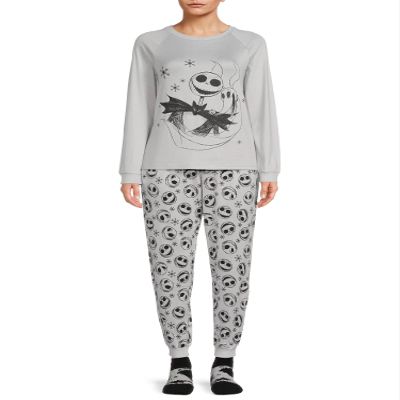 The Nightmare Before Christmas Women's and Women's Plus Long Sleeve Top and Pants, 3-Piece Gift Set (as1, alpha, x_s, regular, regular)