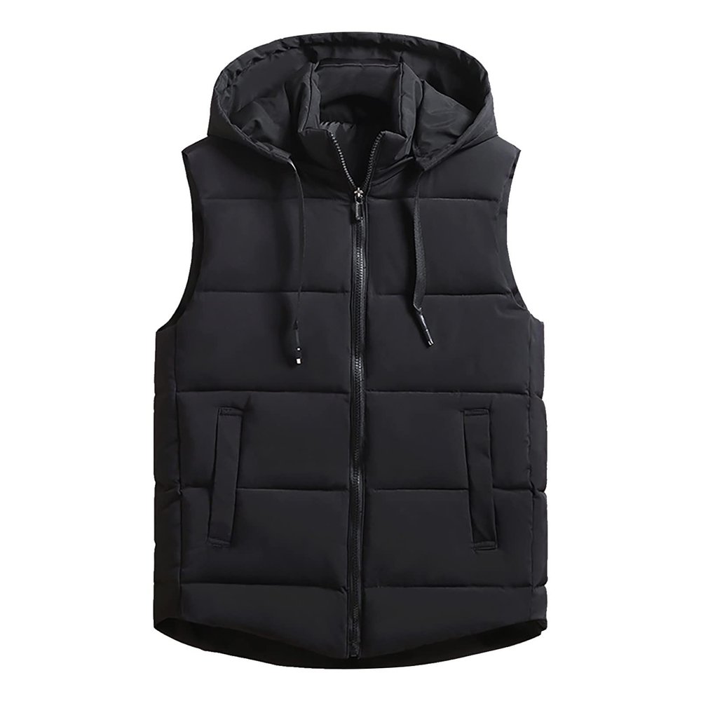 Women's Warm Vest Outerwear Thick Padded Sleeveless Casual Vest With Detachable Hood Vest Jackets Women