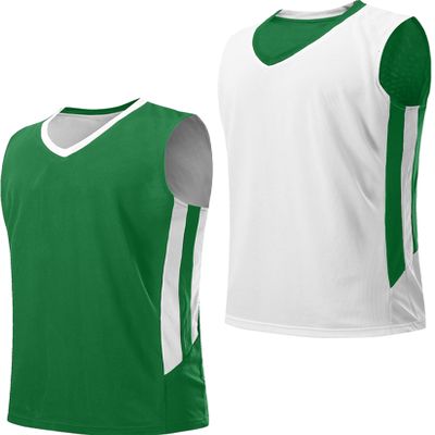 Liberty Imports Youth Boys Reversible Mesh Performance Athletic Basketball Jerseys Blank Team Uniforms for Sports Scrimmage (Green/White, Youth Large)