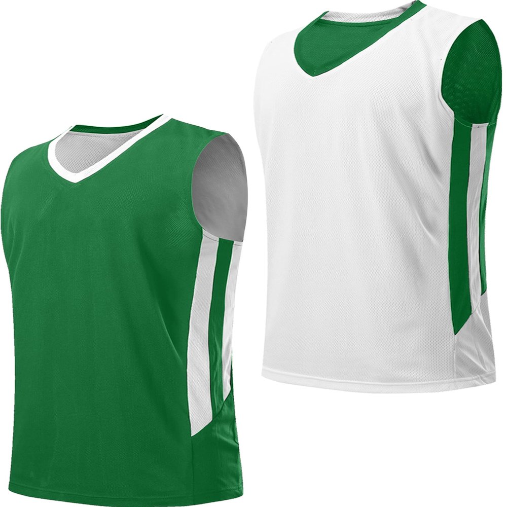 Liberty Imports Youth Boys Reversible Mesh Performance Athletic Basketball Jerseys Blank Team Uniforms for Sports Scrimmage (Green/White, Youth Large)