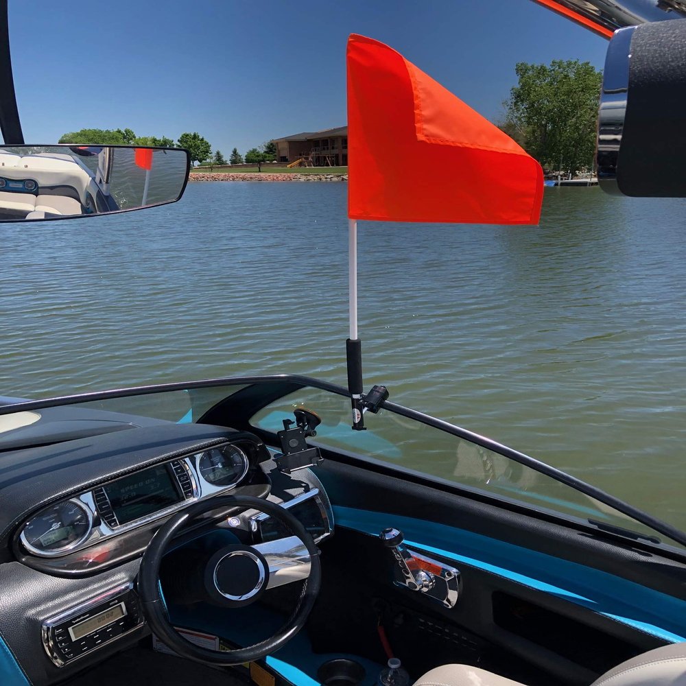 Orange Safety Flag For Boat or Boat Tower (Window Mount)