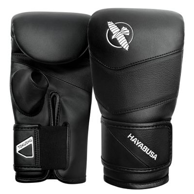 Hayabusa T3 Boxing Bag Gloves for Men and Women, Open Thumb - Black, Medium