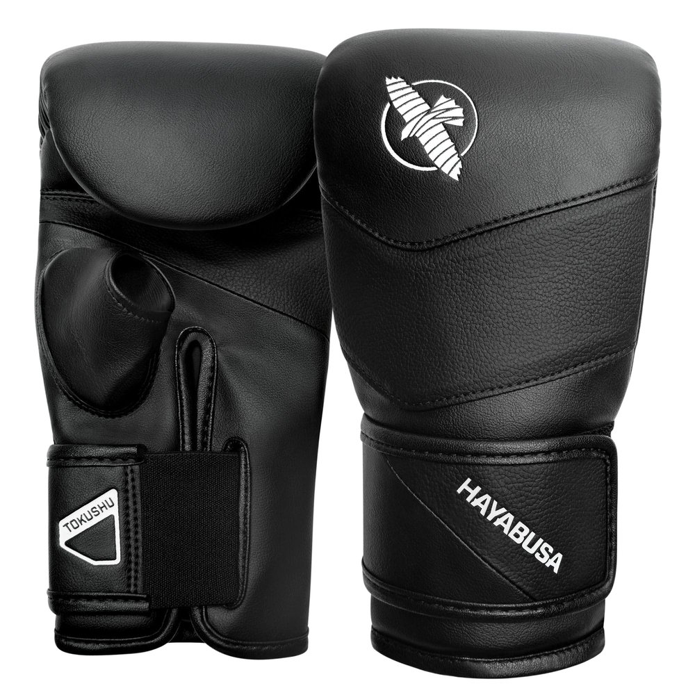 Hayabusa T3 Boxing Bag Gloves for Men and Women, Open Thumb - Black, Medium