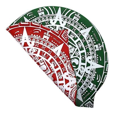 Swimming Cap - Brain, Aztecs, Swim Fast - Silicon,, Unisex - 2019 Designs (Aztecs Green & Red)