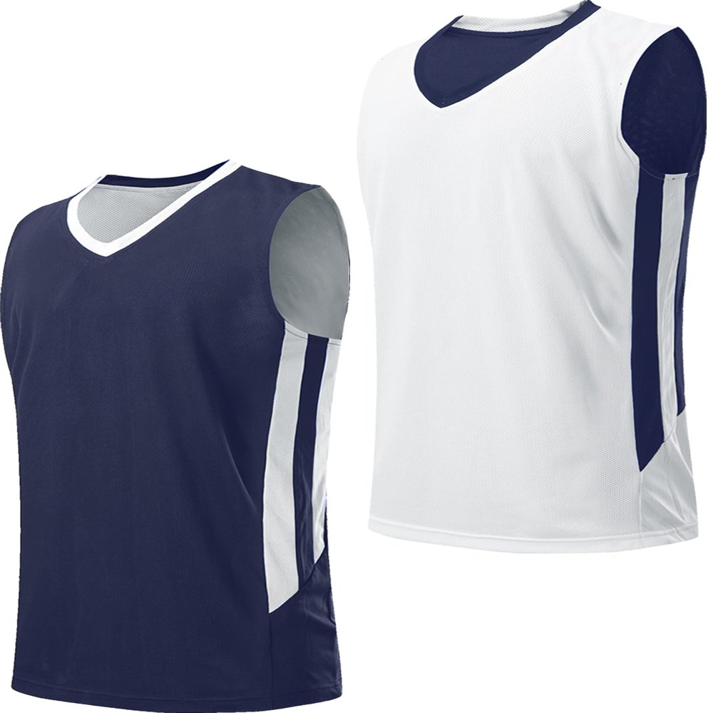 Liberty Imports Youth Boys Reversible Mesh Performance Athletic Basketball Jerseys Blank Team Uniforms for Sports Scrimmage (Navy/White, Youth Small)