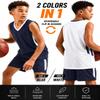 Liberty Imports Youth Boys Reversible Mesh Performance Athletic Basketball Jerseys Blank Team Uniforms for Sports Scrimmage (Navy/White, Youth Small) view 2