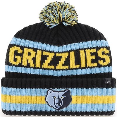 47 NBA Unisex-Adult Team Color Officially Licensed Primary Logo Bering Sport Knit Cuffed Pom Beanie Cold Weather Hat -Memphis Grizzlies Black