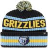 47 NBA Unisex-Adult Team Color Officially Licensed Primary Logo Bering Sport Knit Cuffed Pom Beanie Cold Weather Hat -Memphis Grizzlies Black view 1