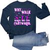 Go All Out Medium Navy Blue Mens Why Walk When You Can Cartwheel Funny Gymnastics Sweatshirt Crewneck view 1