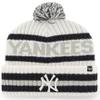 47 MLB Unisex-Adult White Officially Licensed Primary Logo Bering Sport Knit Cuffed Pom Beanie Cold Weather Hat - New York Yankees White view 1