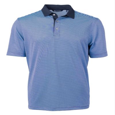 Cutter & Buck Mens Virtue Eco Pique Micro Stripe Recycled Polo Shirt, Atlas/Navy Blue, Medium US