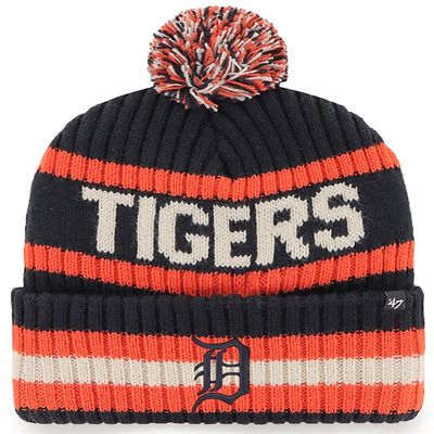 47 MLB Unisex-Adult Officially Licensed Primary Logo Bering Sport Knit Cuffed Pom Beanie Cold Weather Hat - Detroit Tigers Navy