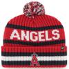 47 MLB Unisex-Adult Officially Licensed Primary Logo Bering Sport Knit Cuffed Pom Beanie Cold Weather Hat - Los Angeles Angels Red view 1