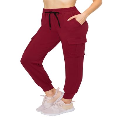 ALWAYS Cargo Jogger Pants for Women - Super Soft Casual Lounge Sweatpants Burgundy 2XL