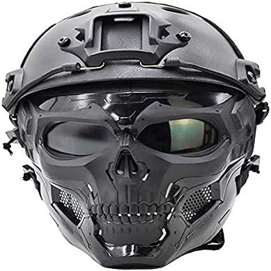 Aifordge Tactical Fast Helmet with Adjustable Airsoft Mask Skull Full Face MaskSuitable for Airsoft Paintball, CS Game, Halloween, Role-Playing