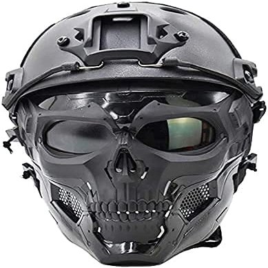 Aifordge Tactical Fast Helmet with Adjustable Airsoft Mask Skull Full Face MaskSuitable for Airsoft Paintball, CS Game, Halloween, Role-Playing