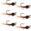 The Fly Fishing Place Tungsten Bead Tactical Jig Copper John Red Czech Nymph Euro Nymphing Fly - 6 Flies Size 12 view 1