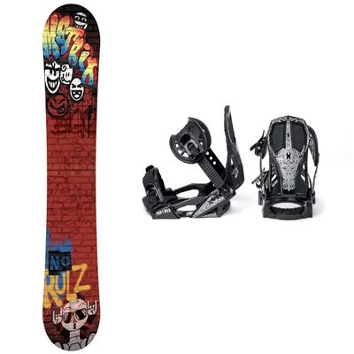 M8trix Youth/Junior All-Mountain Freestyle Snowboard with M8trix PH03 Youth Bindings - NO RULZ (110)