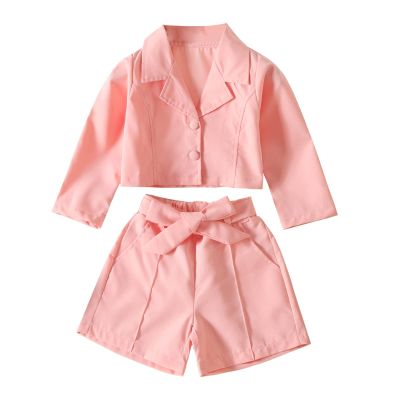 Baby Jean Jacket Toddler Kids Baby Girls Long Sleeve Turn Down Collar Solid Coat Jacket Shirt Tops Bow (Pink, 5-6 Years)