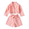 Baby Jean Jacket Toddler Kids Baby Girls Long Sleeve Turn Down Collar Solid Coat Jacket Shirt Tops Bow (Pink, 5-6 Years) view 1